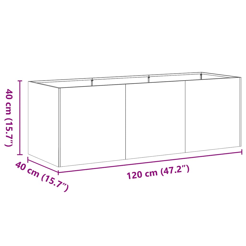 Plantenbak roestig 120x40x40 cm weervast staal