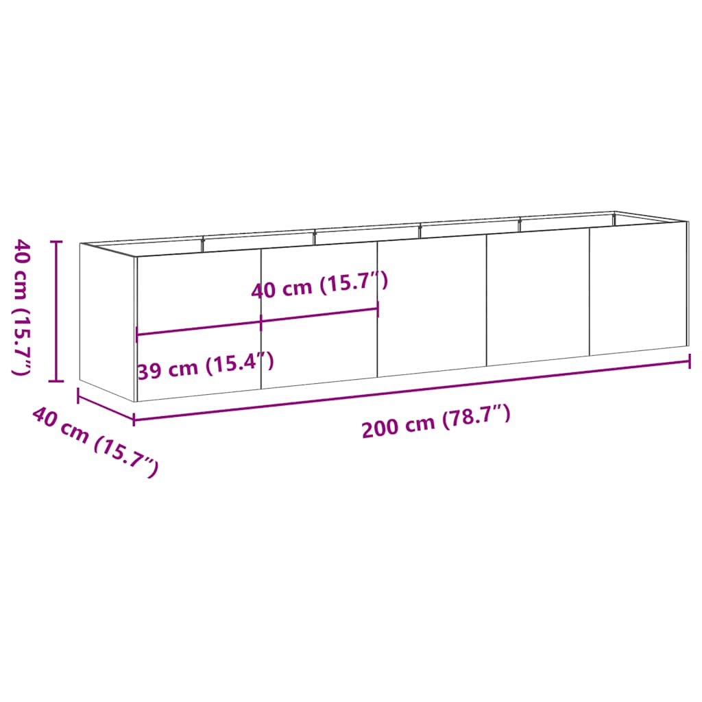 Plantenbak 40x40x40 cm koudgewalst staal wit