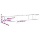 Plantenbak roestig 360x40x40 cm weervast staal