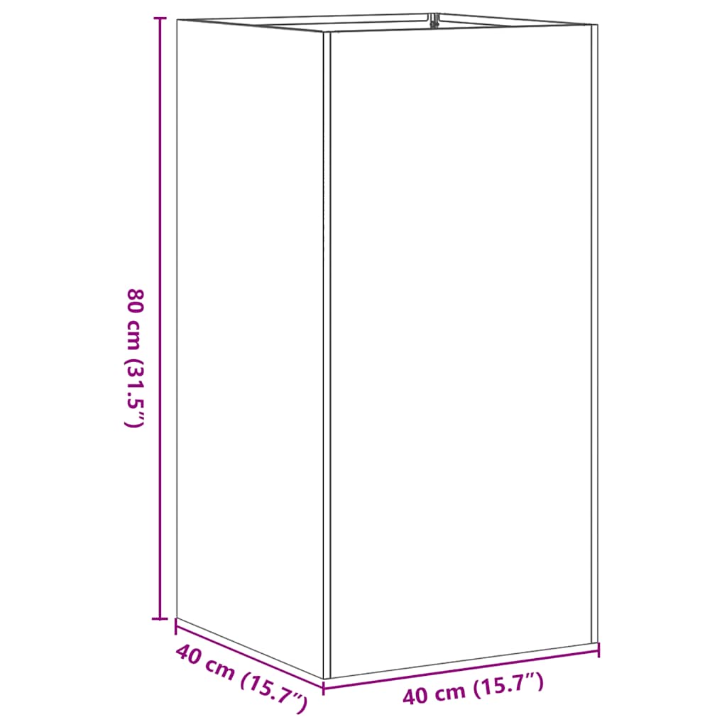 Plantenbak 40x40x80 cm koudgewalst staal antracietkleurig