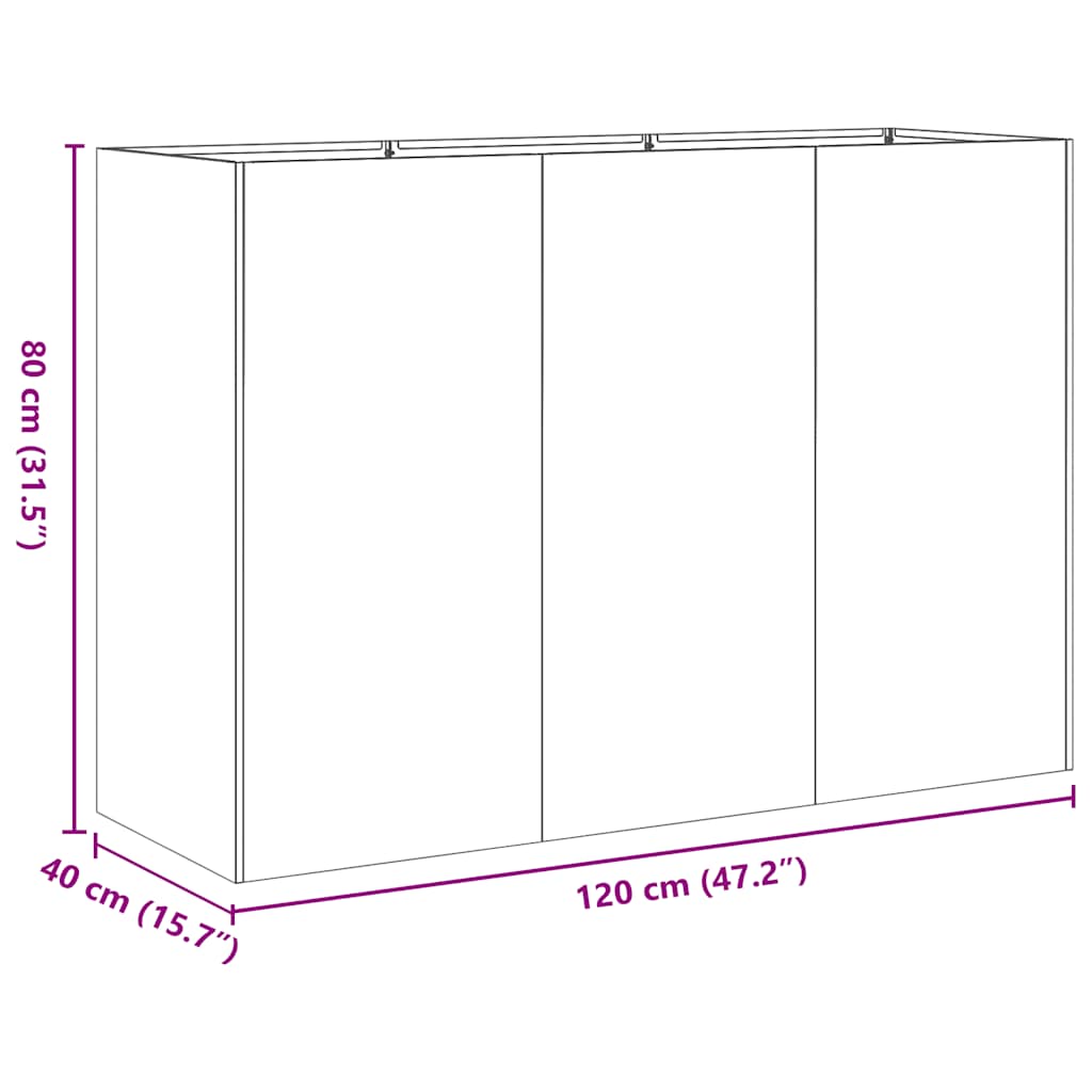 Plantenbak 120x40x80 cm koudgewalst staal zwart