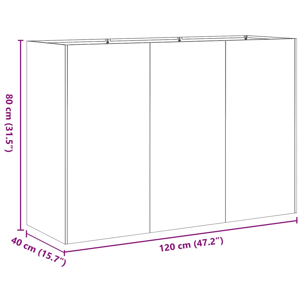 Plantenbak 120x40x80 cm koudgewalst staal wit