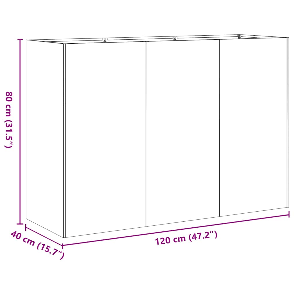 Plantenbak 120x40x80 cm koudgewalst staal antracietkleurig