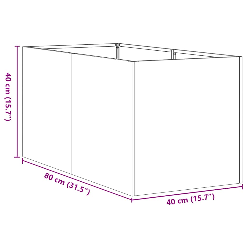 Plantenbak 40x80x40 cm koudgewalst staal zwart