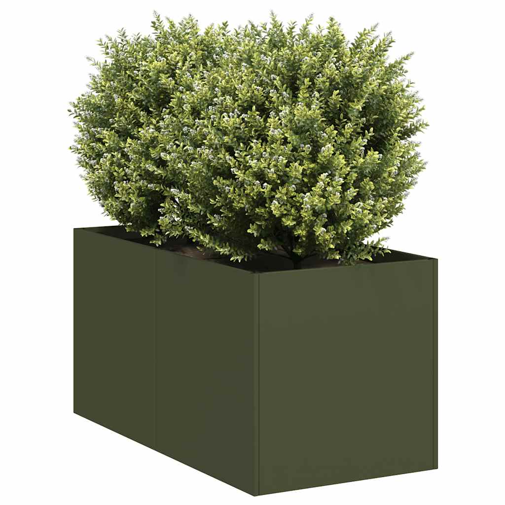 Plantenbak 40x80x40 cm koudgewalst staal olijfgroen