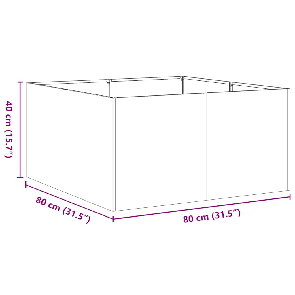 Plantenbak 80x80x40 cm koudgewalst staal zwart