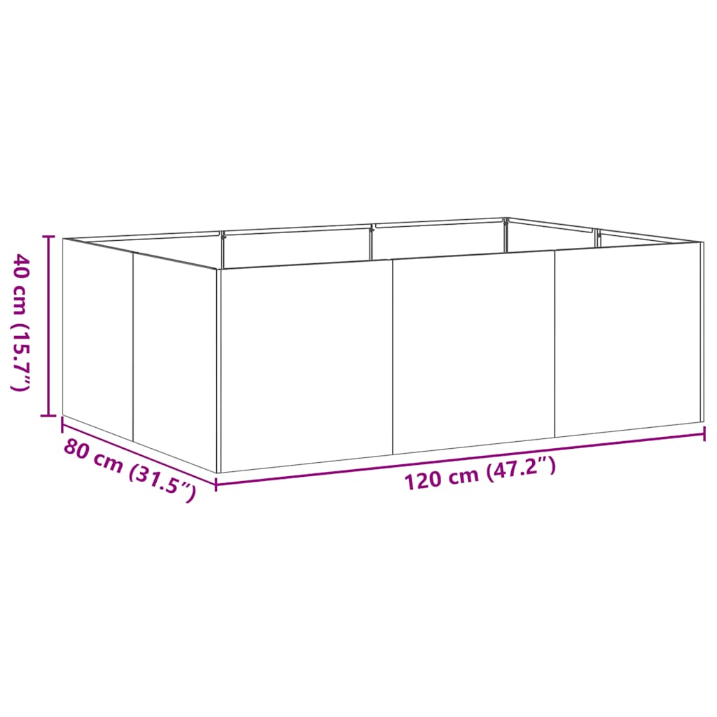 Plantenbak 120x80x40 cm staal zwart