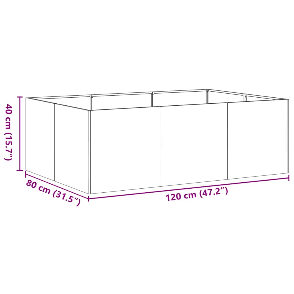 Plantenbak 120x80x40 cm staal wit