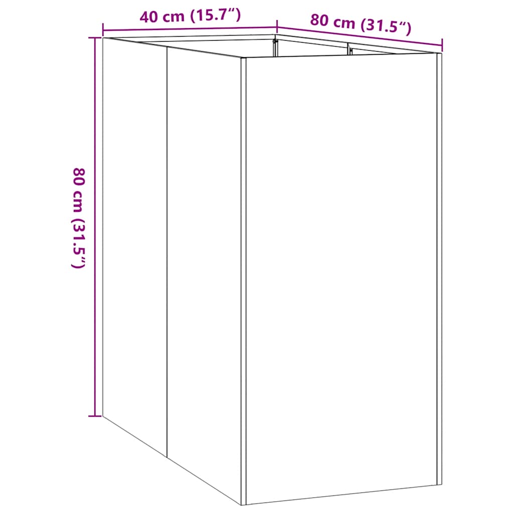 Plantenbak 40x80x80 cm staal olijfgroen