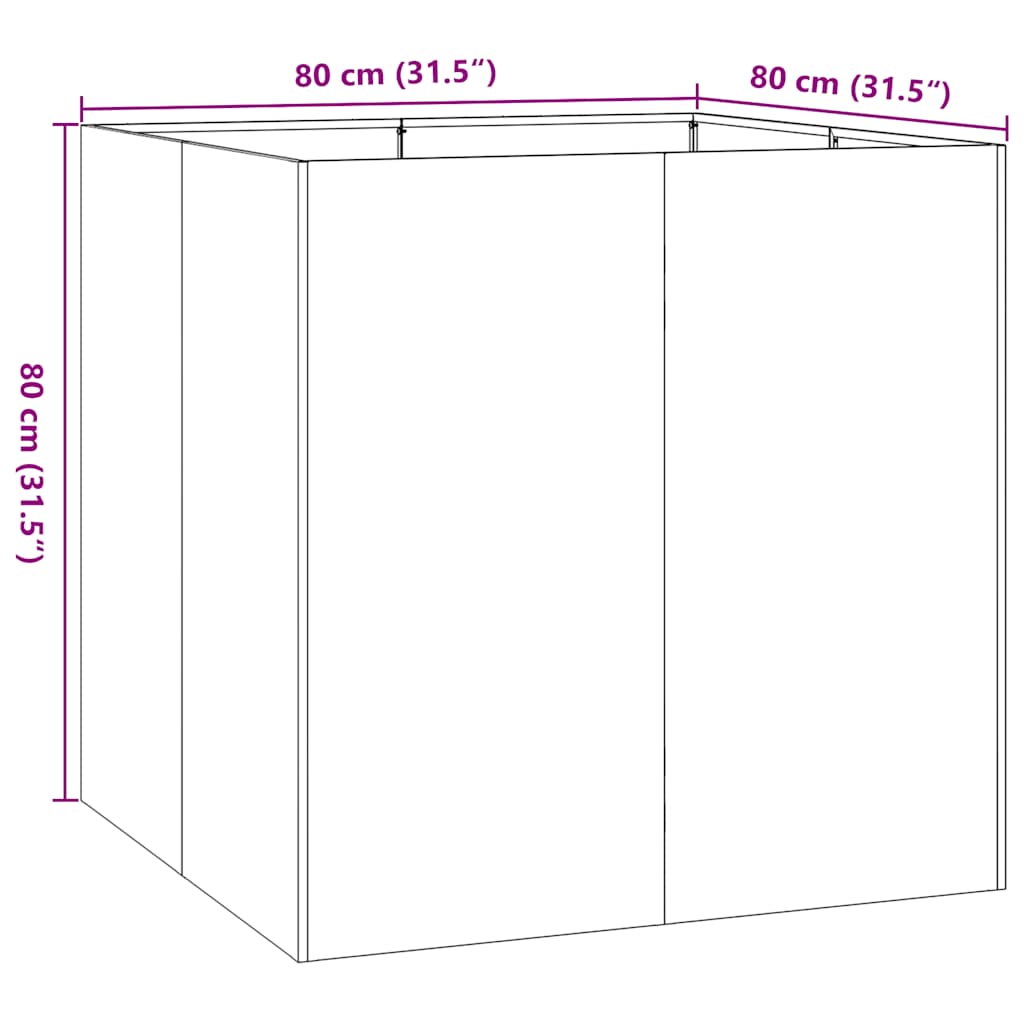 Plantenbak 80x80x80 cm roestvrij staal