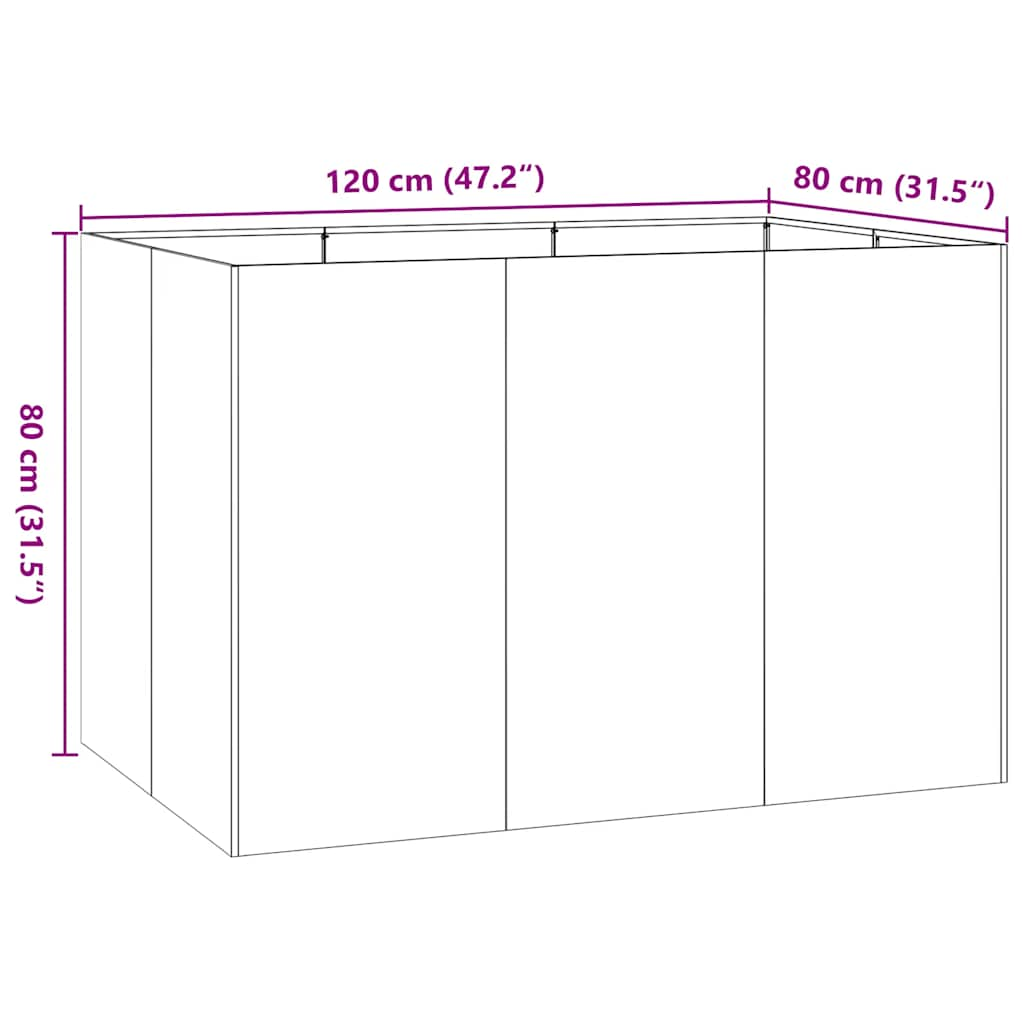 Plantenbak roestig 120x80x80 cm weervast staal