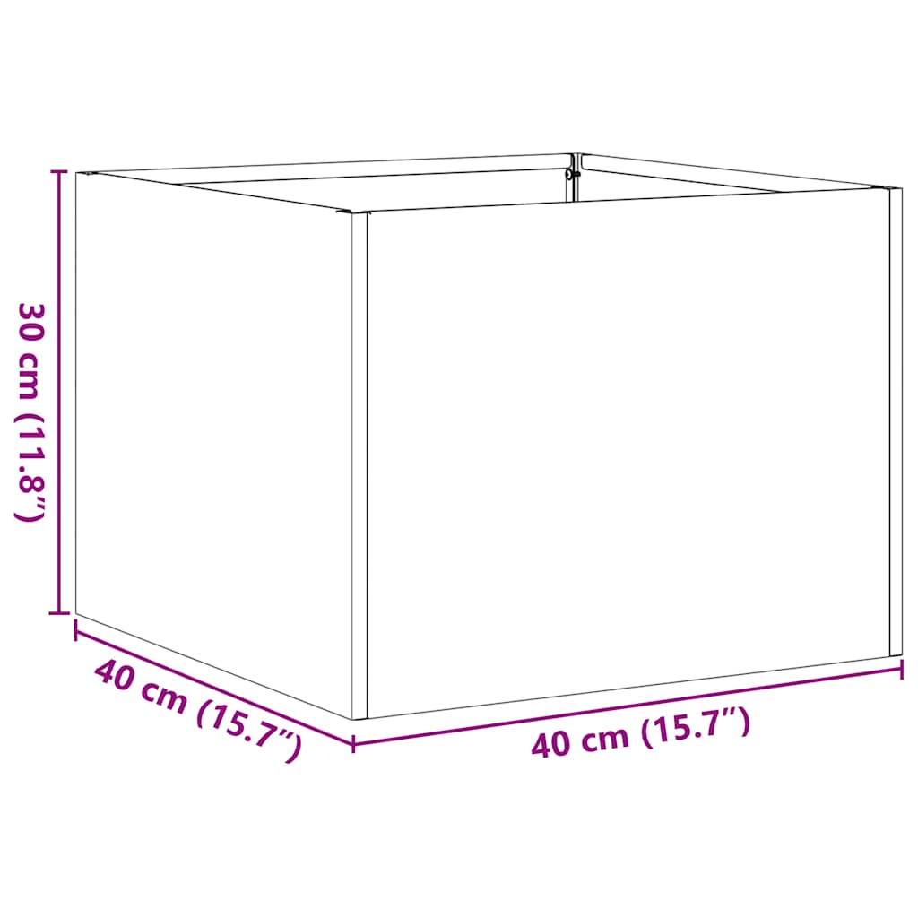 Plantenbak 40x40x30 cm staal zwart