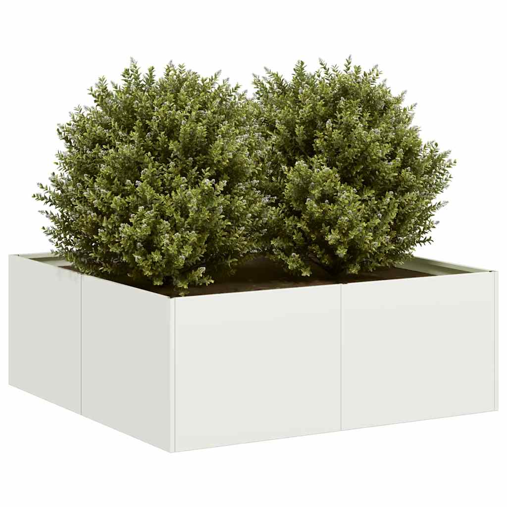 Plantenbak 80x80x30 cm staal wit