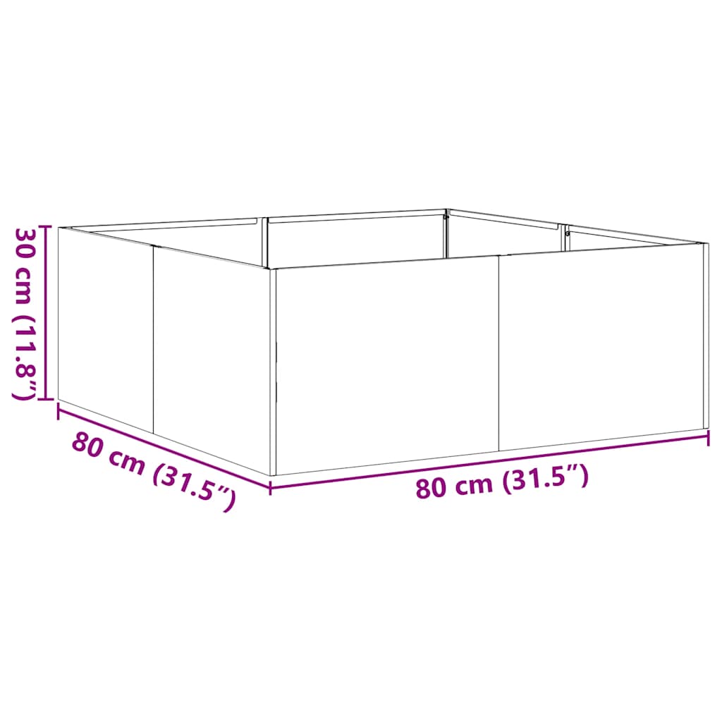 Plantenbak 80x80x30 cm gegalvaniseerd staal