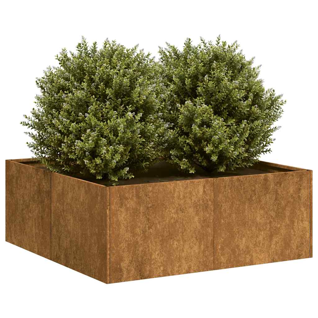 Plantenbak roestig 80x80x30 cm weervast staal