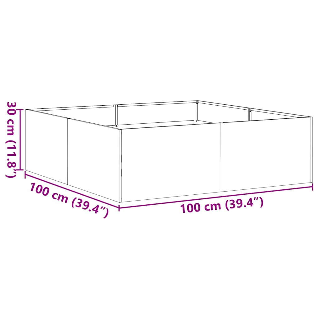 Plantenbak 100x100x30 cm staal zwart