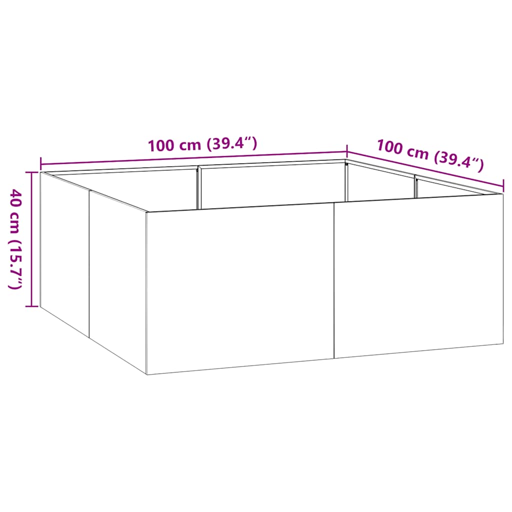 Plantenbak 100x100x40 cm staal wit