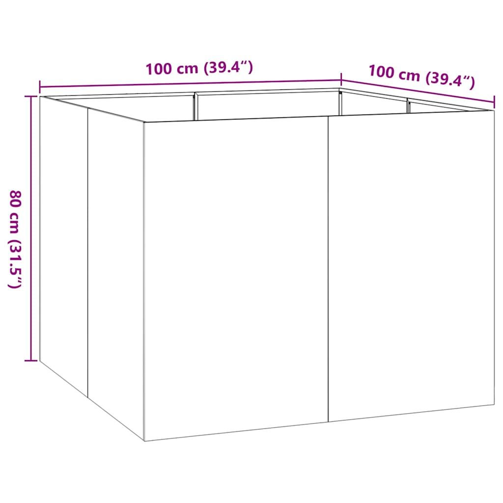 Plantenbak 100x100x80 cm staal wit