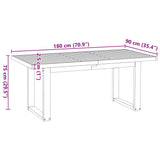 Eettafel NOAIN U-vormige poten 180x90x75 cm massief grenenhout - AllerleiShop