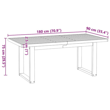 Eettafel NOAIN U-vormige poten 180x90x75 cm massief grenenhout - AllerleiShop