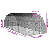 Kippenren 2,5x8x2,25 m gegalvaniseerd staal