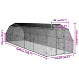 Kippenren 2,5x10x2,25 m gegalvaniseerd staal