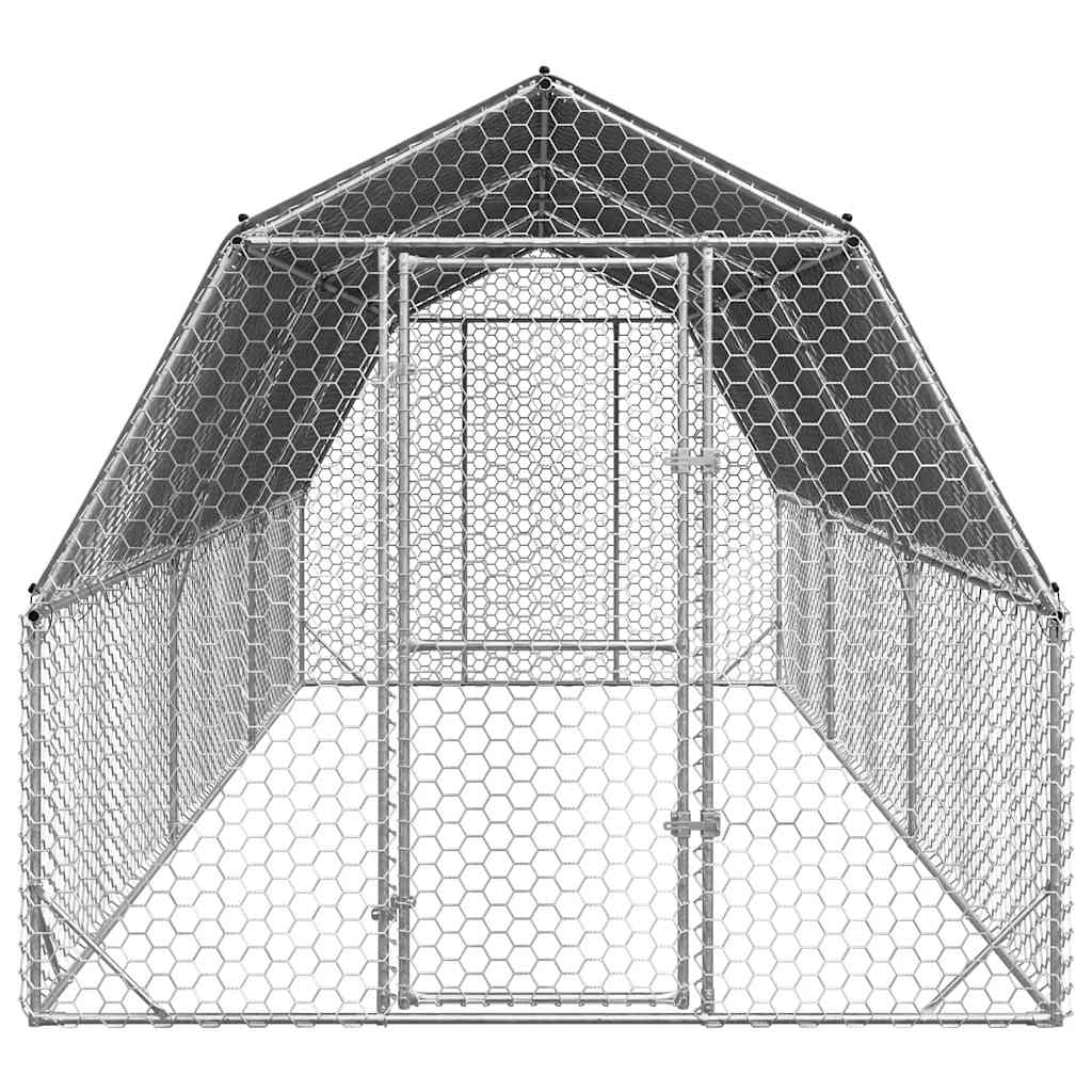 Kippenren met dak 2,5x6x2,25 m gegalvaniseerd staal