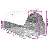 Kippenren met dak 2,5x6x2,25 m gegalvaniseerd staal