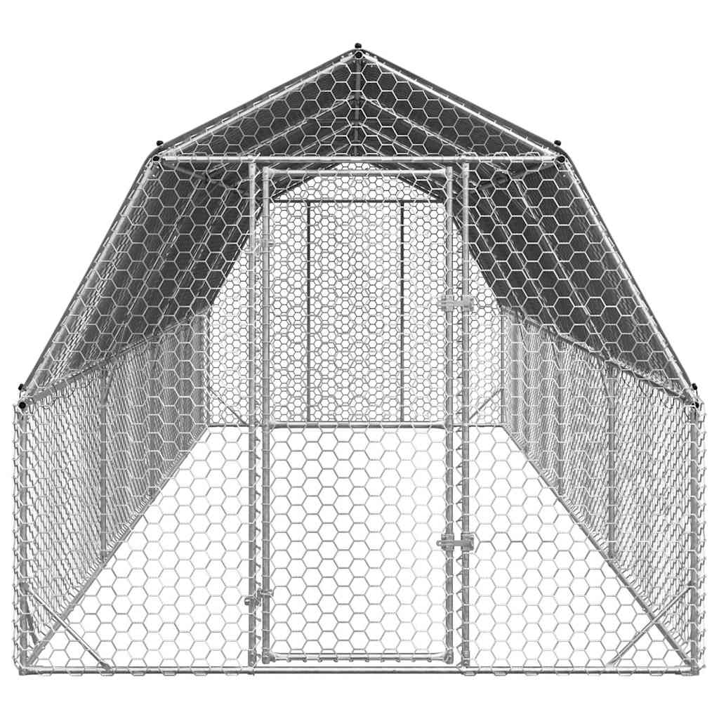 Kippenren met dak 2,5x8x2,25 m gegalvaniseerd staal