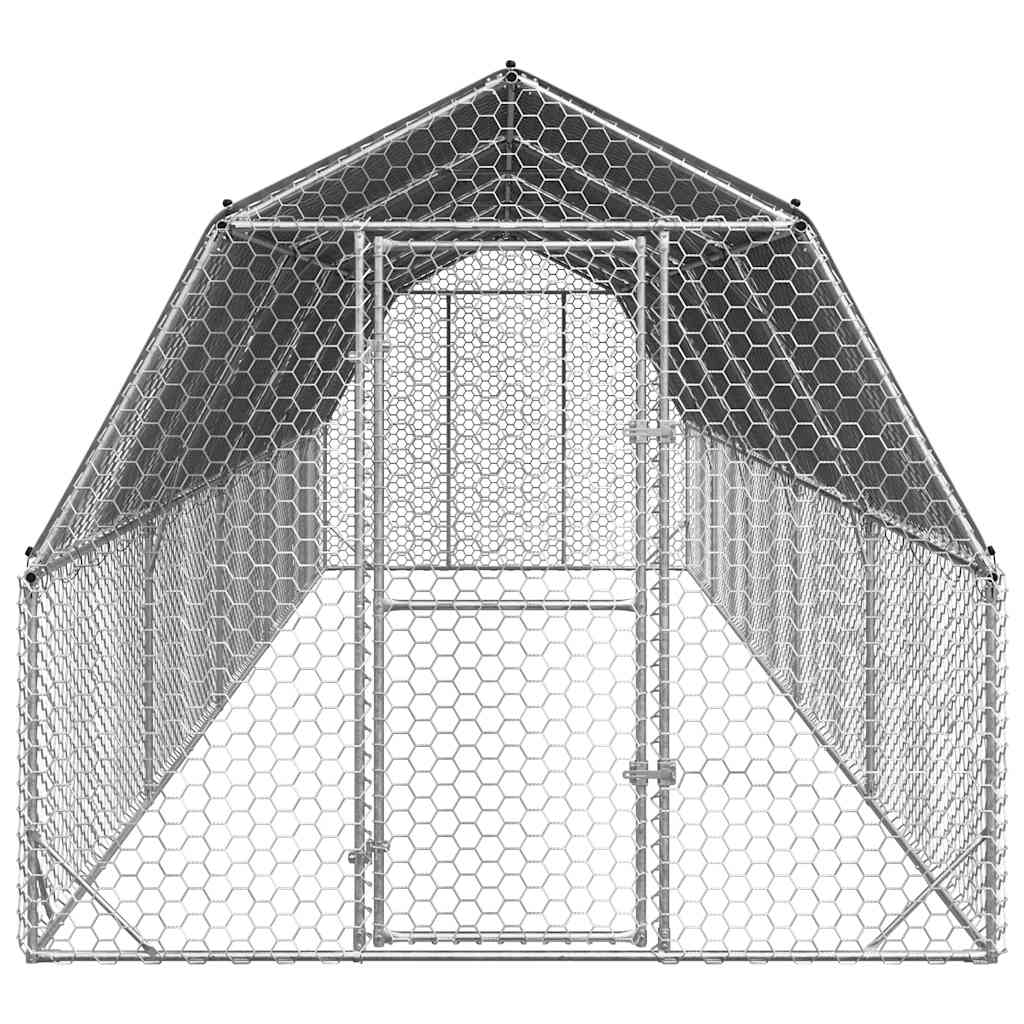 Kippenren met dak 2,5x10x2,25 m gegalvaniseerd staal