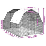 Kippenren met dak 2,5x4x2,25 m gegalvaniseerd staal