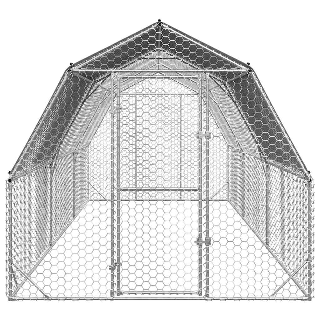 Kippenren met dak 2,5x6x2,25 m gegalvaniseerd staal