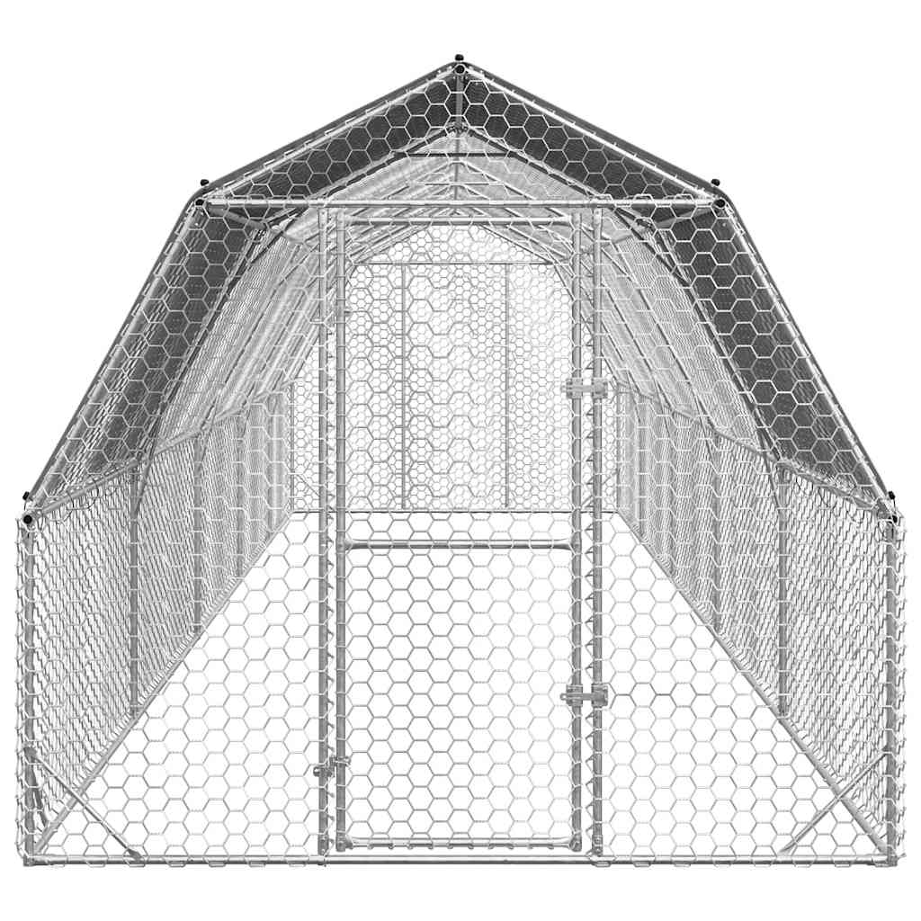 Kippenren met dak 2,5x10x2,25 m gegalvaniseerd staal