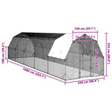 Kippenren met dak 2,5x10x2,25 m gegalvaniseerd staal