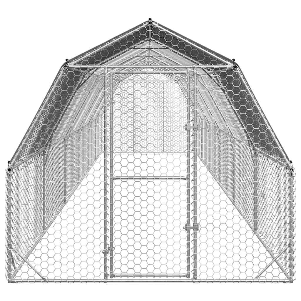 Kippenren met dak 2,5x12x2,25 m gegalvaniseerd staal