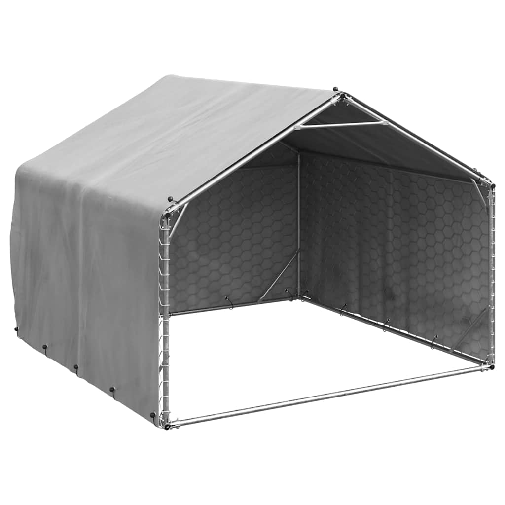 Hondenkennel buiten met deksel 2x2x1,5 m gegalvaniseerd staal