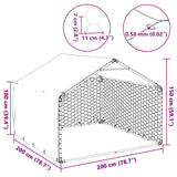 Hondenkennel buiten met deksel 2x2x1,5 m gegalvaniseerd staal