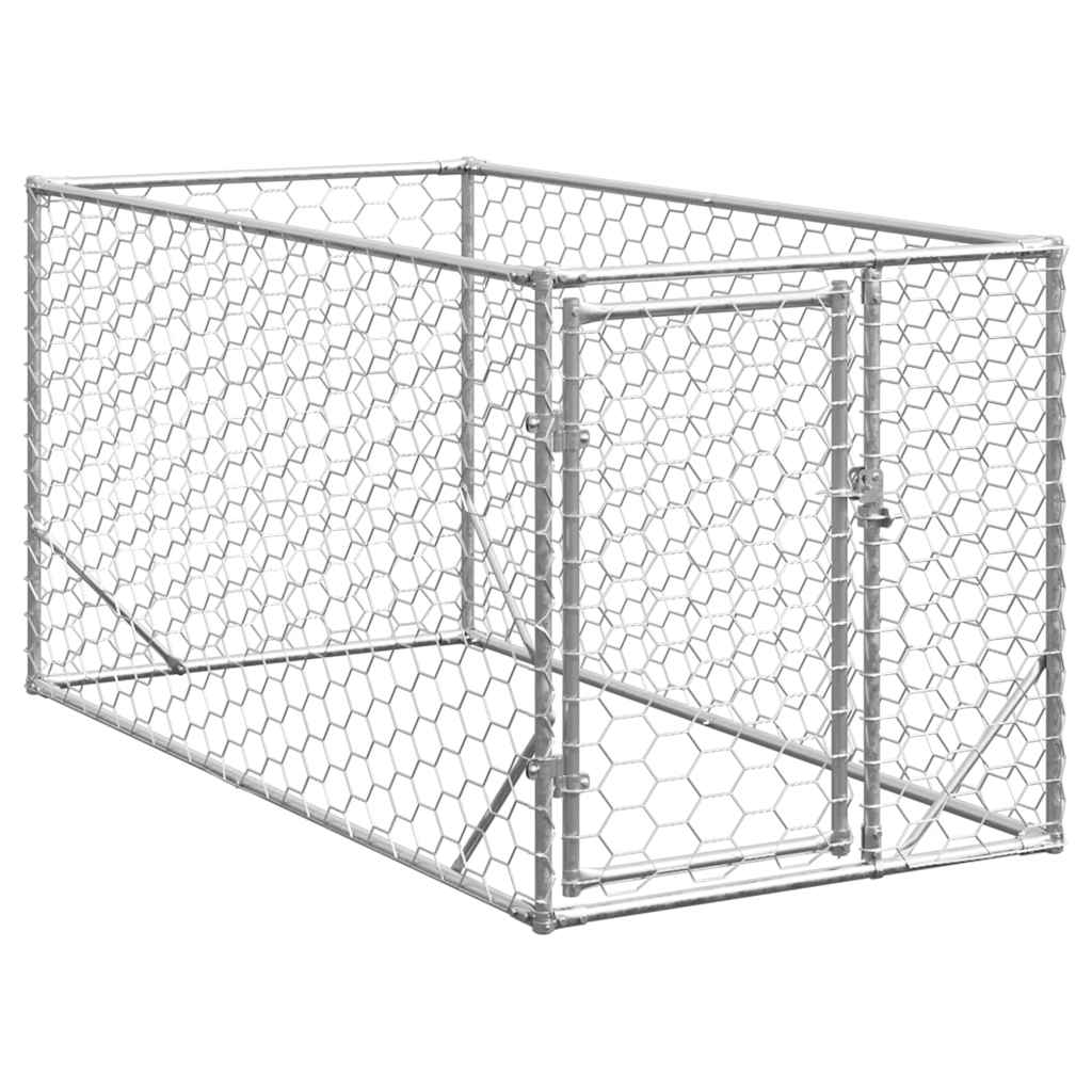 Hondenkennel voor buiten met deur 2x1x1 m gegalvaniseerd staal