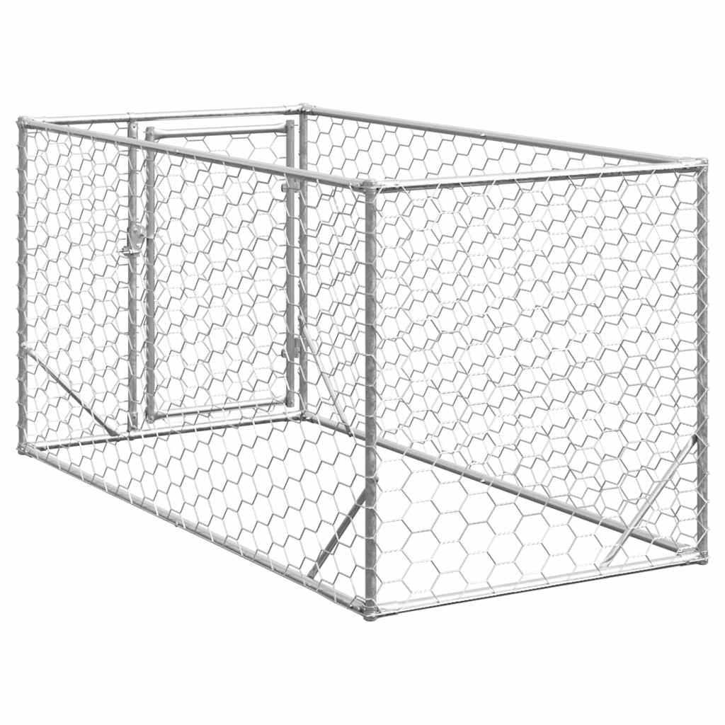 Hondenkennel voor buiten met deur 2x1x1 m gegalvaniseerd staal