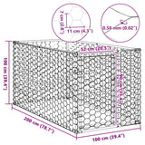 Hondenkennel voor buiten met deur 2x1x1 m gegalvaniseerd staal