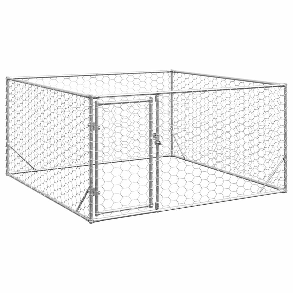 Hondenkennel voor buiten met deur 2x2x1 m gegalvaniseerd staal