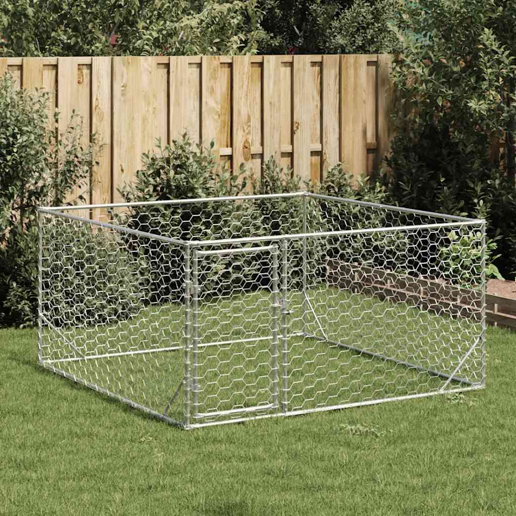 Hondenkennel voor buiten met deur 2x2x1 m gegalvaniseerd staal