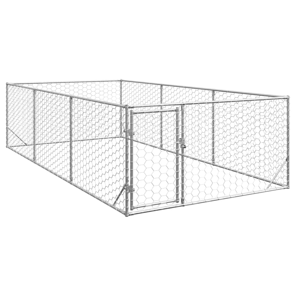 Hondenkennel voor buiten met deur 2x4x1 m gegalvaniseerd staal