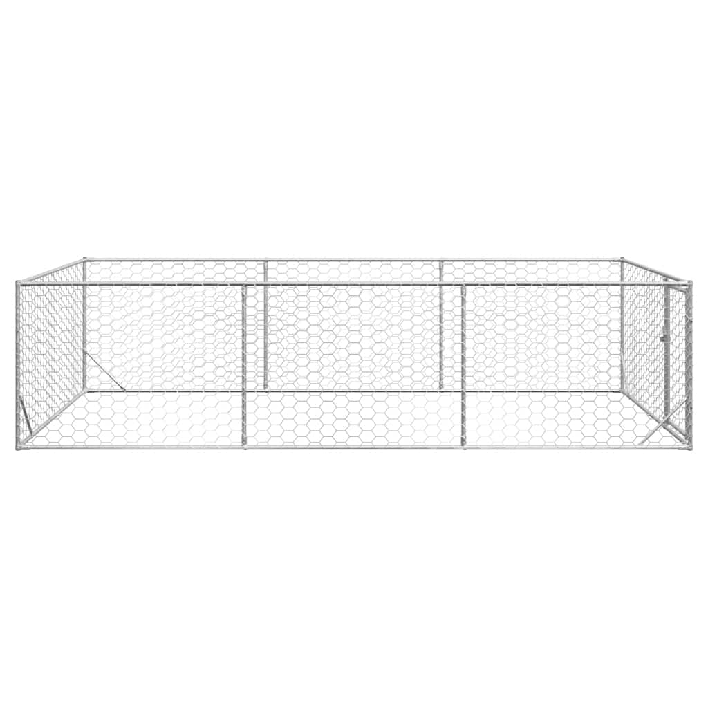 Hondenkennel voor buiten met deur 2x4x1 m gegalvaniseerd staal