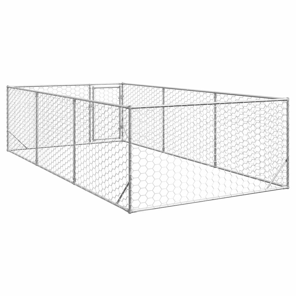 Hondenkennel voor buiten met deur 2x4x1 m gegalvaniseerd staal