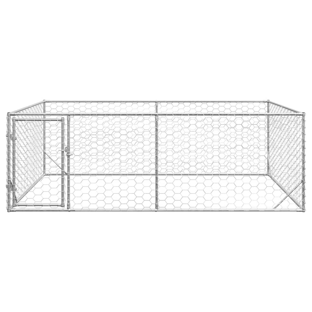 Hondenkennel voor buiten met deur 3x2x1 m gegalvaniseerd staal