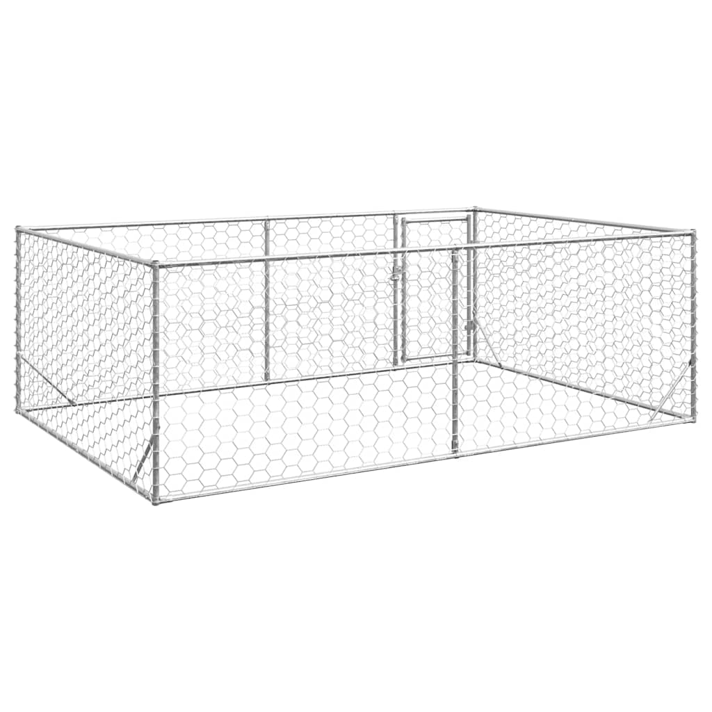 Hondenkennel voor buiten met deur 3x2x1 m gegalvaniseerd staal