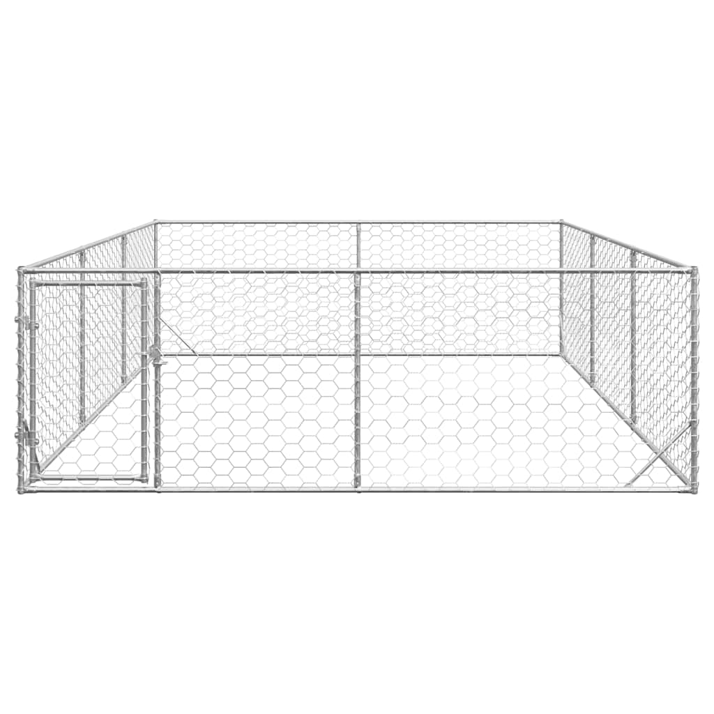 Hondenkennel voor buiten met deur 3x4x1 m gegalvaniseerd staal