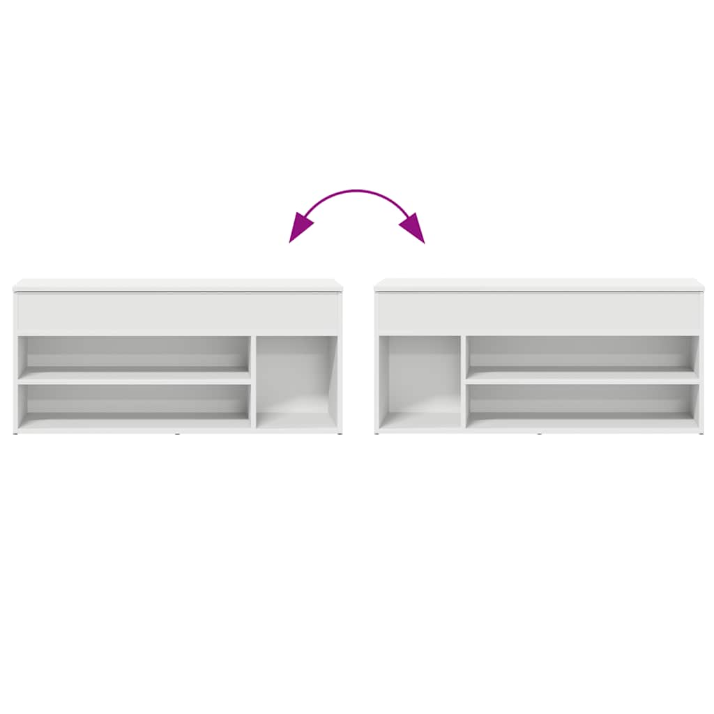 Schoenenbank 102x30,5x45 cm bewerkt hout wit