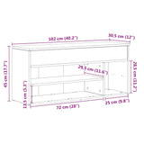 Schoenenbank 102x30,5x45 cm bewerkt hout wit